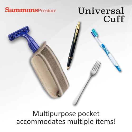 Sammons Preston Universal Cuff, Leather ADL Cuff with Elastic Strap, Holds Utensils or Writing Aids, Makes Mealtime or Other Activities Easier, for Elderly or Individuals with Weak Grip, Small, 2-1/2"