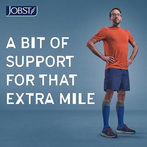 JOBST Sport Knee High 20-30 mmHg Compression Socks, Royal Blue/Grey, Small