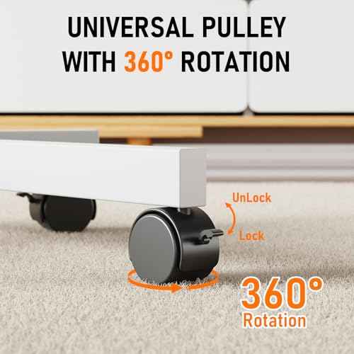 Mobile TV Cart Rolling TV Stand for 23-60 Inch LCD LED OLED Flat Curved Screens up to 88 lbs, Height Adjustable Portable TV Cart with Shelf/Wheels, Outdoor TV Stand Mount, Max VESA 400x400mm, White