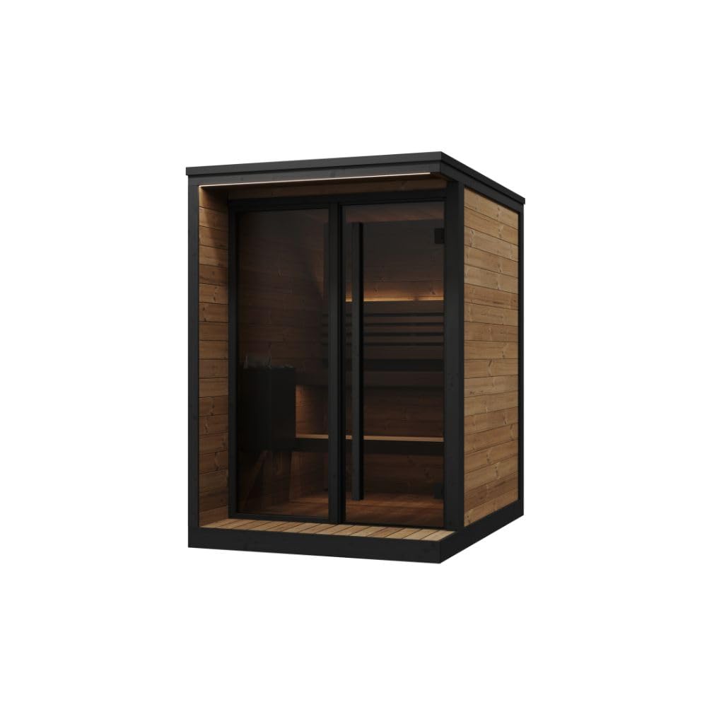 saunalife GL4 Outdoor Sauna Kit, Garden Luxury-Series Outdoor DIY Sauna Kit, Thermo-Spruce, up to 4 Persons Bundles (Sauna Heater and Sauna Stones Included) (Harvia Cilindro PC60E - Xenio WiFi)