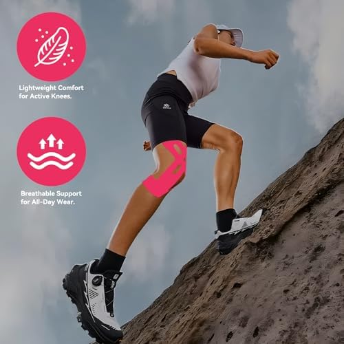 Precut Knee Kinesiology Tape - 12 Pcs Precut Kinesiology Tape for Knees Waterproof Strips Elastic | Breathable Joint Stability Hypoallergenic Latex-Free Tape, Black