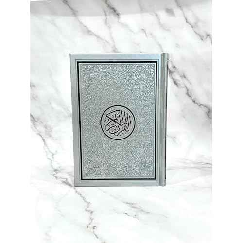 English Translated Quran, Arabic Script with English Translation Quran Islamic Gift, Eid gift - Standard size 14 x 20cm (Silver)