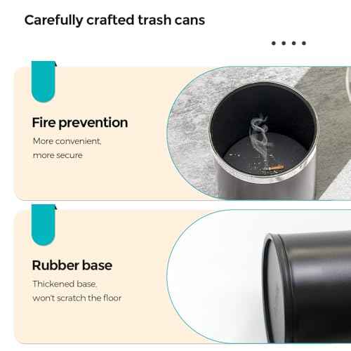 3.7 Gallon/14L Black Bathroom Trash Can Metal, Double Walled Waste Paper Basket, Bathroom Garbage Can, Elegant, Modern Office Waste Basket, for Bedroom, Kitchen, Hotel, Cafe, Business(14L black)