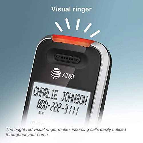 AT&T BL102 DECT 6.0 Cordless Phone for Home with Answering Machine, Call Blocking, Caller ID Announcer, Audio Assist, Intercom, and Unsurpassed Range, Silver/Black