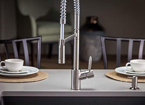 hansgrohe Talis Loop Stainless Steel Commercial Kitchen Faucet, Kitchen Faucets with Pull Down Sprayer, Faucet for Kitchen Sink, Stainless Steel Optic 04700805