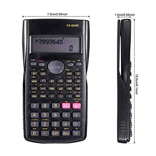 Saillong 18 Pieces 2-Line Engineering Scientific Calculator, Black Function Fractions Math Calculator for Business Office College High School Student Teacher