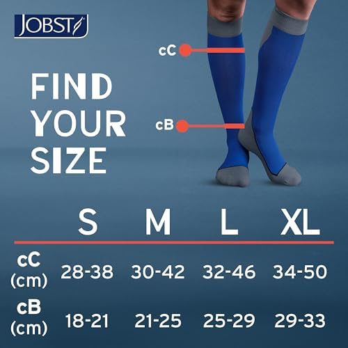 JOBST Sport Knee High 20-30 mmHg Compression Socks, Royal Blue/Grey, Medium