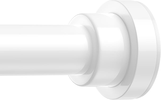 Shower Curtain Rod 31-63 Inch,0.87"Diameter Adjustable Spring Tension Curtain Rods No Drill,Ivory White Shower Tension Rod for Bathroom,Room Divider,Window,Anti-Rust Non-Slip 1-Pack