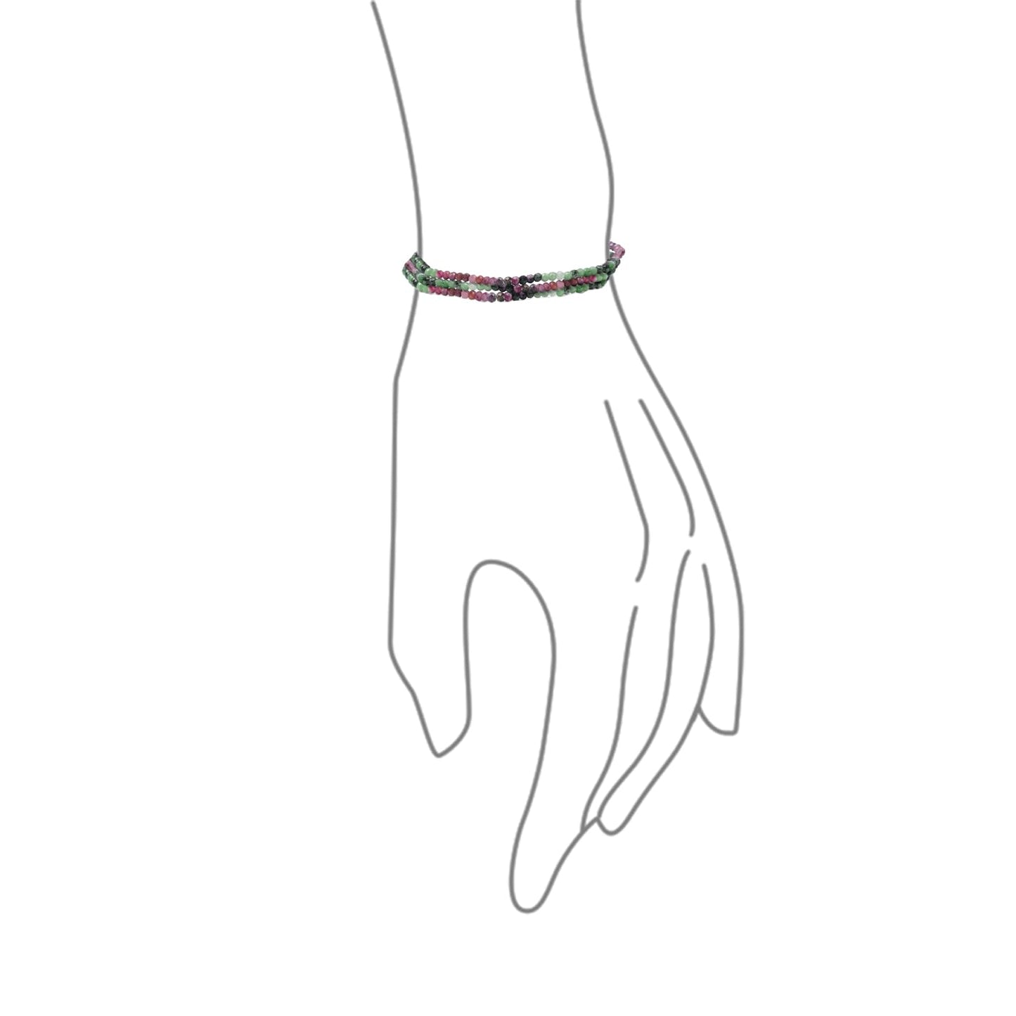 Bling Jewelry Genuine Natural Tiny Rose Ruby Green Zoisite Faceted Ombre Multicolor Petite Seed Caviar Rondelle Beads Stretch Bracelets For Women Teens Stackable Set of 3 Strands