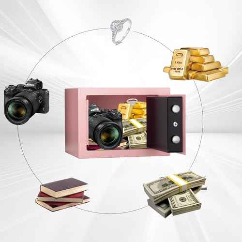 Digital Electronic Money Safe, Steel Security Lock Box with Keypad, Office Hotel Business Jewelry Gun Cash Safe, 0.23 Cubic Feet, 9.06" W x 6.69" D x 6.69" H£¨pink£©