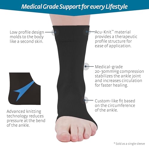 medi Seamless Knit Ankle Support - sprains, rheumatic & osteoarthritis condition Black XXL