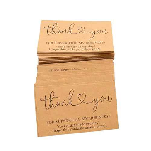 200Pcs Brown Thank You for Supporting My Business Cards,2 x 3.5 Inches / 9 x 5 cm Small Bulk Customer Appreciation Card for Small Business Packaging Supplies
