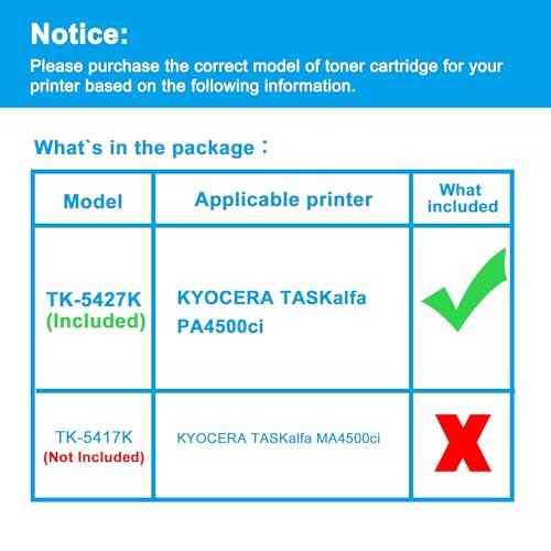 LCL TK5427 Black Toner Cartridge Replacement for Kyocera TK-5427 TK-5427K for Kyocera TASKalfa PA4500ci Printer (1-Pack )