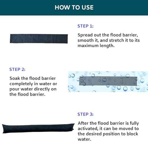 4Pcs 5FT Water Activated Flood Barriers for Garage and Home Doors, Sandless Sandbag for Rain Water Control, Easy to Use (5ft, 4Pack)