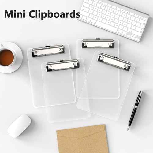 Mini Clipboard 50 Pack, 5 x 7 Plastic Small Clear Clip Boards with Low Profile Clip, Memo Size for Classroom, Teacher, Students, School & Office Supplies