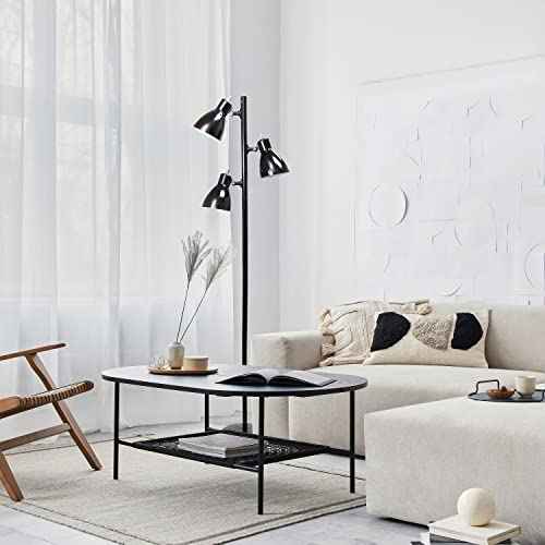 Simple Designs LF2007-BLK Metal 3 Light Tree Floor Lamp, Black
