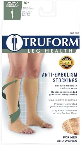 Truform Surgical Stockings, 18 mmHg Compression for Men and Women, Knee High Length, Open Toe, Black, 3X-Large