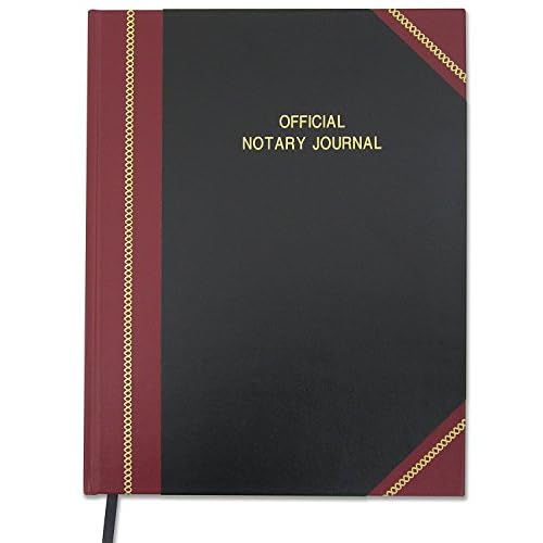 BookFactory Official Notary Journal/Log Book 336 Pages 8.5'' X 11'' 1,340 Entries All 50 States Journal of Notarial Acts, Black and Burgundy Cover, Hardbound, (Made in USA)