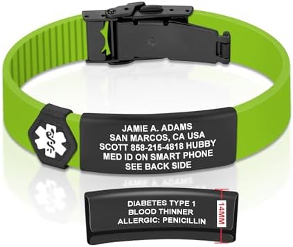 Divoti Custom Engraved Medical Alert ID Bracelet – Dual-Sided Laser Etching, Silicone Wristband, Stainless Steel Security Clasp – Adjustable & Trim-to-Fit – Emergency Medical Info Band for Men & Women