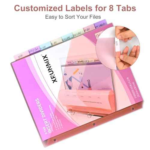 8-Tab Binder Dividers, Index Pockets for 3 Ring Binders, 8 Pastel Colors, US Letter Size (1)