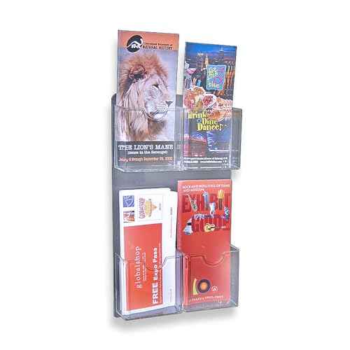 Azar Displays 252063 9.5" W x 16" H Four Pocket Wall Mount Brochure Holder (2 Pack)