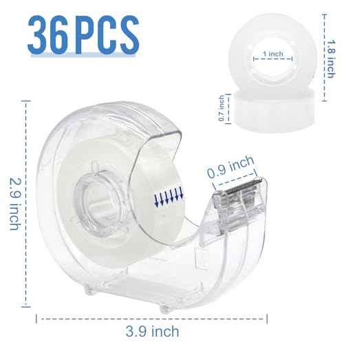 36 Pcs Transparent Tape with Dispenser, 0.7 in x 1000 in Clear Tapes and Refillable Dispensers, Office Tape Rolls with Dispenser Bulk for Craft Jobs, Gift Wrapping, Repairing, Home and School