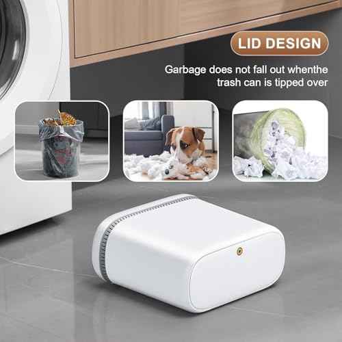 funest Bathroom Trash Cans, Garbage Can with Press Type Lid,10L Dogproof Slim Plastic Narrow Trash Bin