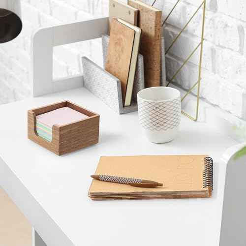 Bivvclaz Acacia Wood Sticky Note Holder, Post It Note Dispenser for Office Desk Accessories, Self Stick Note Pad Holder, Memo Pad Holder Dispenser Organizer for School Office Desk Supplies