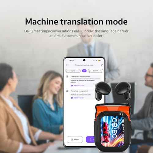 NE20 AI Translation Earbuds Real Time, 4-in-1 Translator Headphones with LCD Touch Screen for 135 Languages, Audifonos Traductores Ingl?s Espa?ol, Translator Earbuds for Travel Business