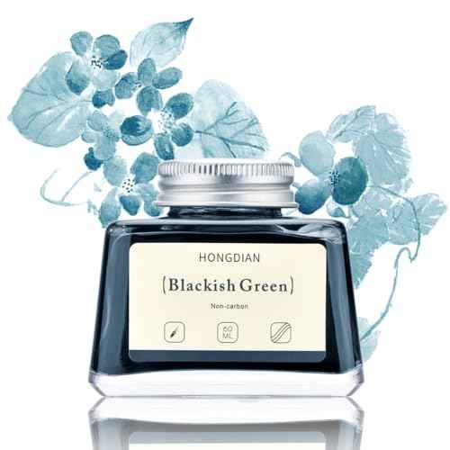Asvine Hongdian Fountain Pen Bottled Ink Blackish Green, 60ml Fountain Pen Bottled Ink, Non Carbon
