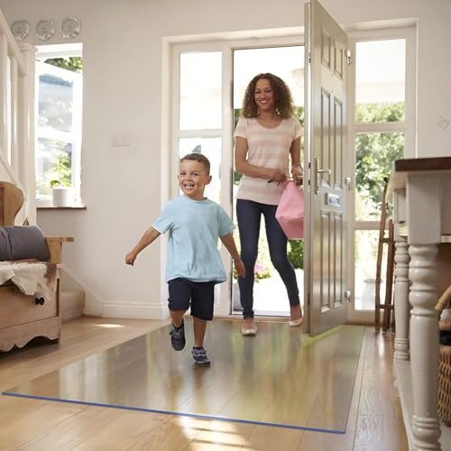 OXIGG Large Clear Floor Mat - Pet Flooring Protector, Plastic Rug Protector, Vinyl Floor Mat - Ideal for Hardwood Floors, Home & Office Use (Clear, 120x250CM/3.9X8.3FT)