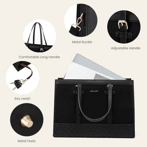 LOVEVOOK Laptop Bag for Women 15.6 inch Canvas Laptop Tote Bag, Large Capacity Work Bag with Clutch Purse, Computer Bag Office Business Briefcase, Casual Handbag for Travel College Teacher School