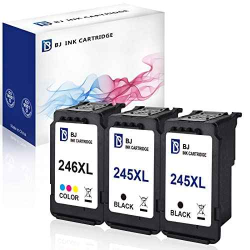 BJ Ink Cartridges Replacement for Canon PG-245XL CL-246XL Ink Cartridge Compatible with PIXMA MG2520 MG2522 MG2920 MG2922 MG2924 MG2420 MX490 MX492 IP2820 Printer(2 Black,1 Tri-Color)