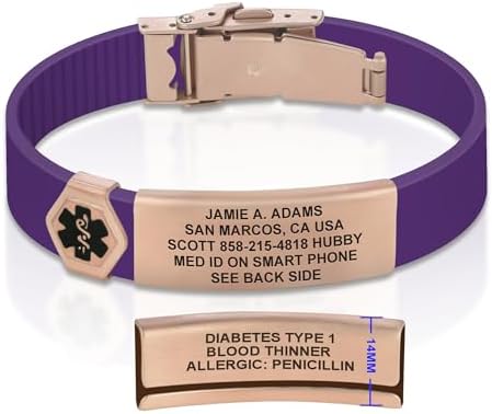 Divoti Custom Engraved Medical Alert ID Bracelet â Dual-Sided Laser Etching, Silicone Wristband, Stainless Steel Security Clasp â Adjustable & Trim-to-Fit â Emergency Medical Info Band for Men & Women