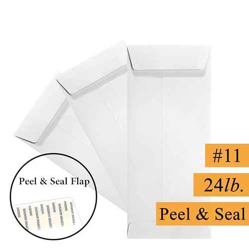 500 Cashier Depot #11 Policy (Open End) Envelopes, 4 1/2" X 10 3/8", Sturdy 24lb. White, Peel & Seal Flap (500 Envelopes)