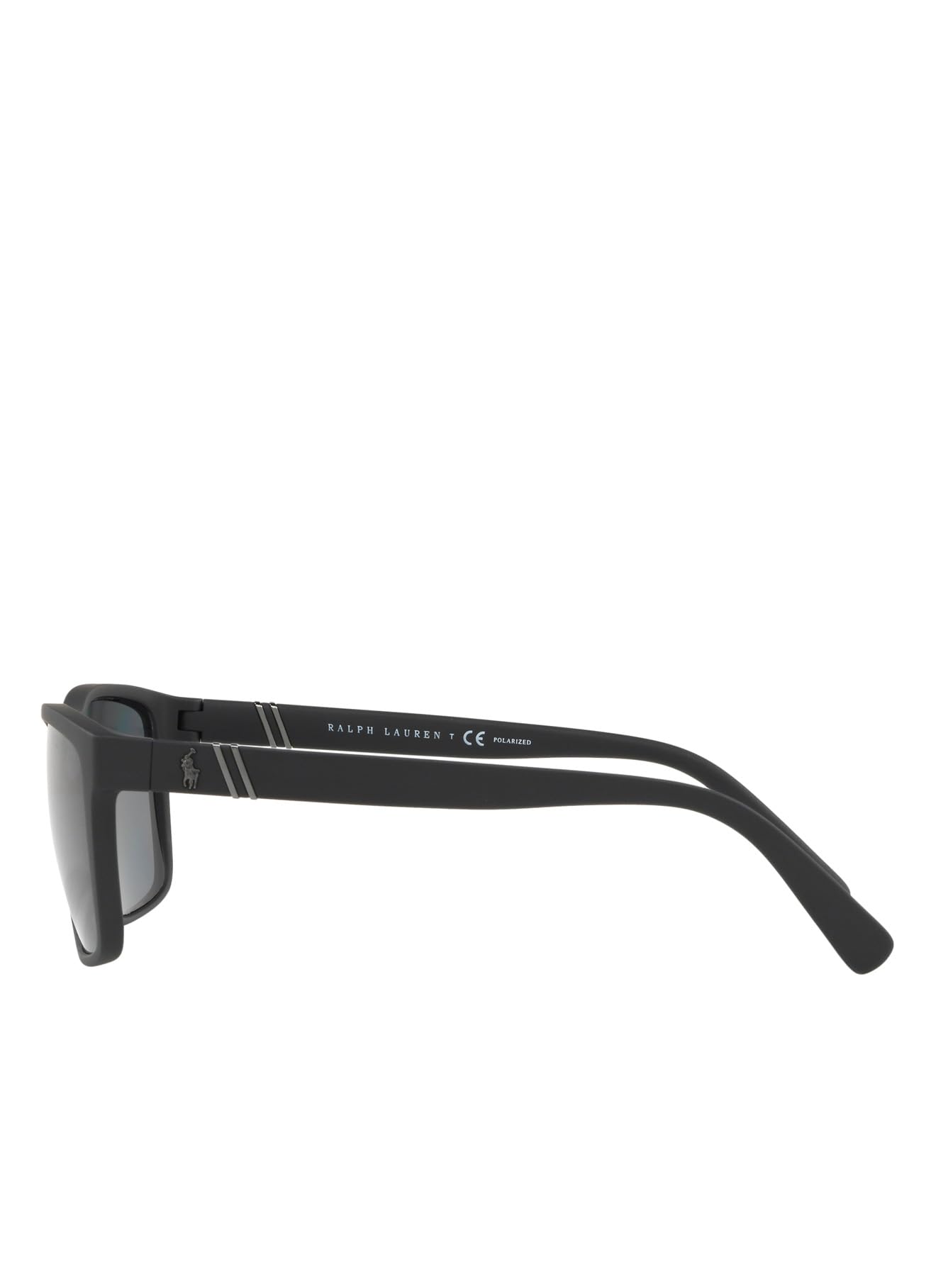 Polo Ralph Lauren Mens PH4133 Rectangular Sunglasses, Matte Black/Polarized Grey, 59 mm