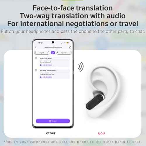 NE20 Earbuds, 2025 New NE20 AI Translation Earbuds in Real Time, Language Translator Headphones with LCD Touch Screen Audifonos Traductores Ingl?s Espa?ol Support 140 Languages for Travel White
