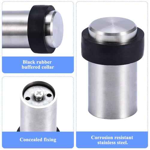 10 Pack Door Stop Floor Mount Door Stopper Stainless Steel Rubber Door Stop Height 1.8" for Home Office Hotel etc