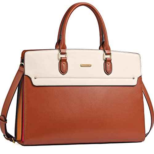 Telena Laptop Tote Bag for Women, 15.6 Inch Shoulder Tote Bag Leather Briefcase for Women, Large Capacity Handbag Bags