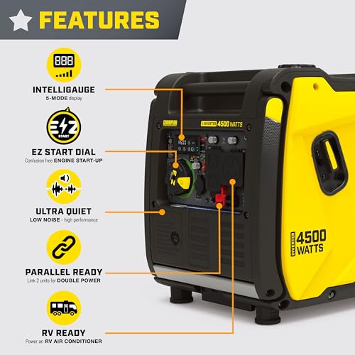 Champion Power Equipment 4500-Watt Wireless Remote Start Inverter Generator with Quiet Technology and CO Shield
