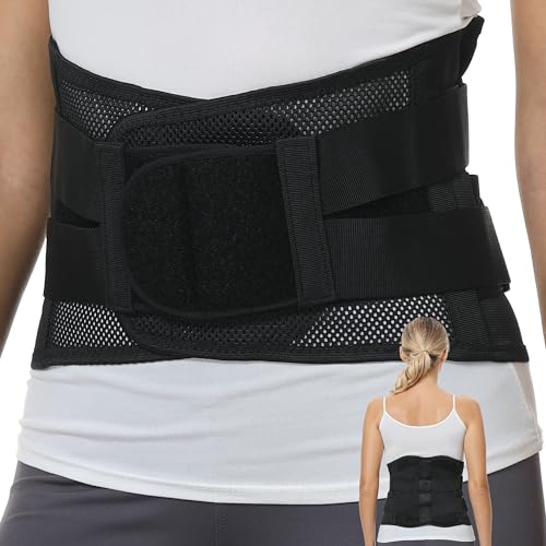 NeoTech Care Adjustable Double Pull Lumbar Brace/Lower Back Belt (Black, Size XL)