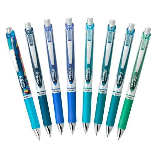 Pentel EnerGel RTX Retractable Liquid Gel Pen, Chill Expressions Pack, 0.7mm, Metal Tip, Medium Line,Assorted Ink, Pack of 8 Pens (BL77XCHIBP8M)