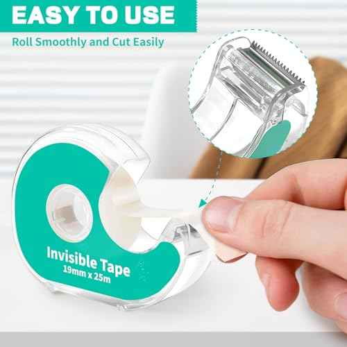 Invisible Clear Tape Bulk with Dispenser, 6 Pack Transparent Tapes Frosted Writable, Bulk Tape Rolls 7/10 X 1000 Inches School Home Office Supplies for Gift Paper Wrapping, Art Craft, Labeling