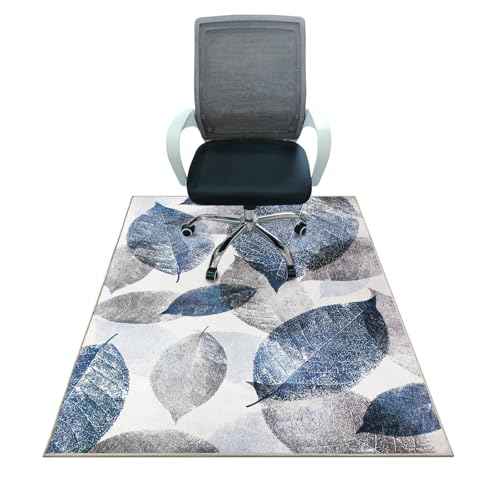 Office Chair Mat for Hardwood Floor & Low-Pile Carpet,60Â¡Â°*48Â¡Â±Highly Premium Quality Under Desk Mat, Desk Chair Mat for Carpet - 3.86lbs Anti-Slip Carpet Chair Mats Blue Leaf