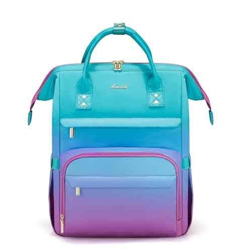 LOVEVOOK Gradient Laptop Backpack for Women,15.6 Inch Work Computer Bakcpack Purse Laptop Bag With Anti-Theft Pocket,Waterproof Carry on Teacher College Backpack for Travel,Green-Red