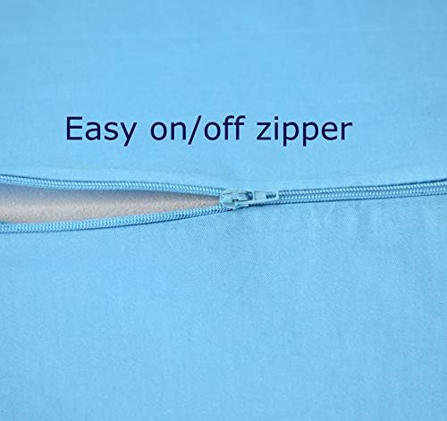 MoonRest 7”, 10”, 12”- inch Foam Bed Wedge Zippered Cover/Pillow Replacement Cover (24" x 24" x 12", Blue)