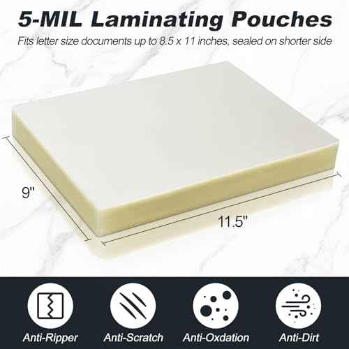 5 Mil Thermal Laminating Sheets 200 Packs, 9¡± x 11.5¡± Clear Laminating Pouches Holds 8.5 x 11 Inch Sheet Lamination Plastic Paper for Laminator, School Office Supplies Laminate