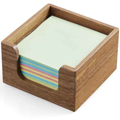 Bivvclaz Acacia Wood Sticky Note Holder, Post It Note Dispenser for Office Desk Accessories, Self Stick Note Pad Holder, Memo Pad Holder Dispenser Organizer for School Office Desk Supplies