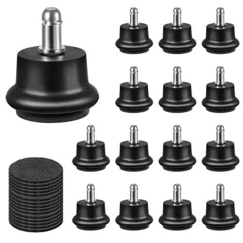 Bell Glides Replacement Office Chair Swivel Caster Wheels to Fixed Stationary Castors,with Separate Self Adhesive Felt Pads for Carpet,Desk Chair Feet Wheel Stopper (15)