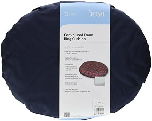 DMI 16-inch Convoluted Molded Foam Ring Donut Pillow Seat Cushion for Hemorrhoids, Back Pain, Tailbone Relief Cushion, Navy